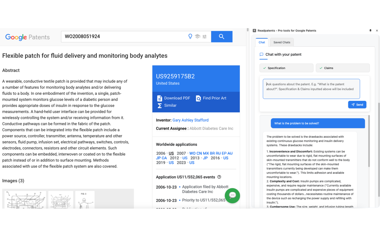 Readpatents semantic search feature in Google Patents